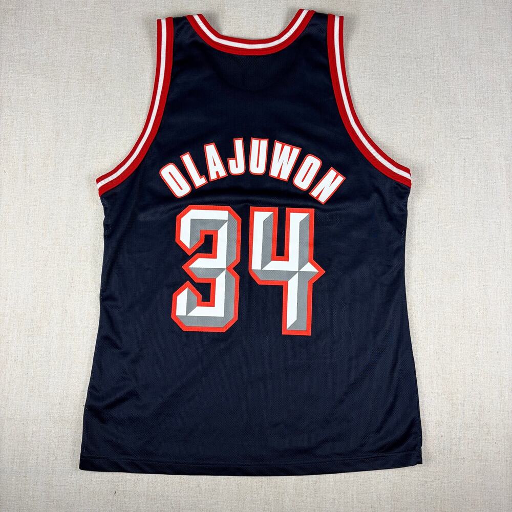 Vintage Champion Hakeem Olajuwon Houston Rockets Sz 44 NBA Jersey - Picture 6 of 6